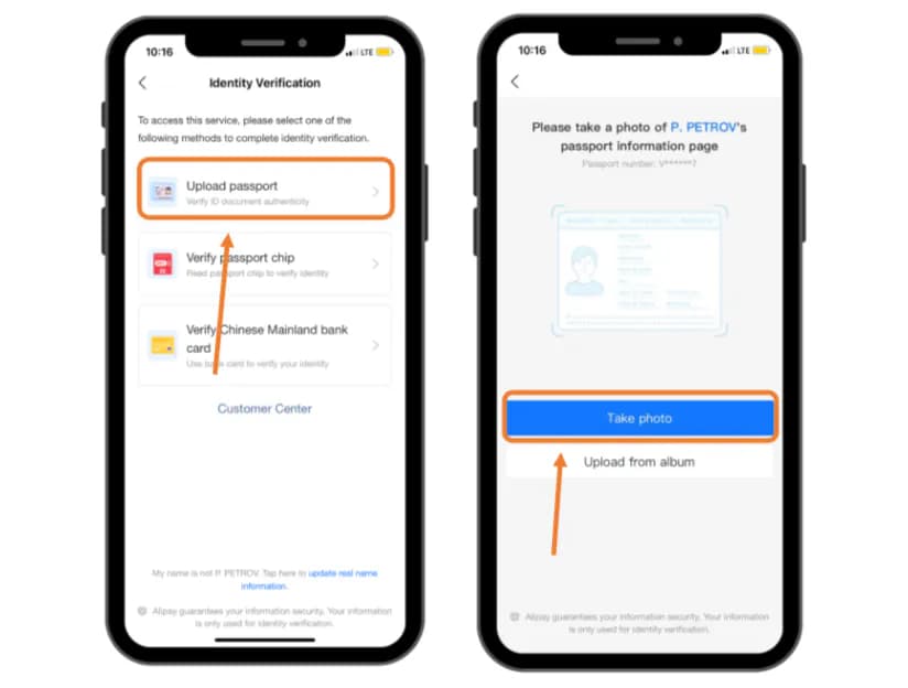 Upload passport